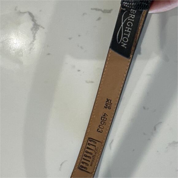 Vintage Brighton Classics Black Scally Leather 2-Toned buckle, Size XL 36, EUC - Picture 4 of 5